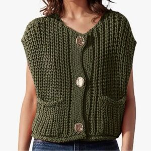 Women's Green Knit Sweater Vest